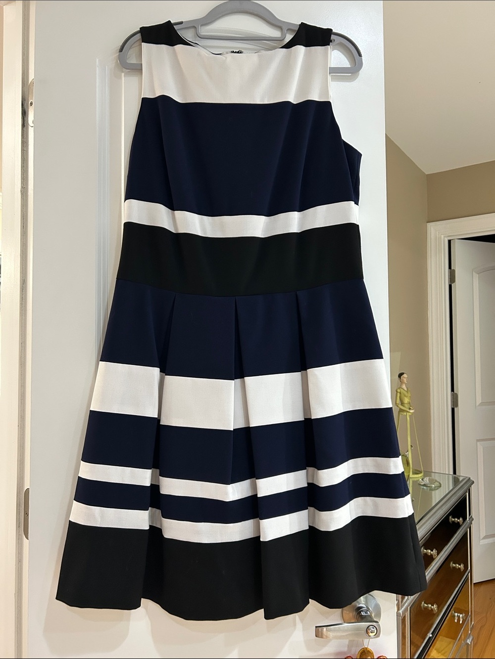 Ralph Lauren Navy, Black & White Striped Circle Skirt